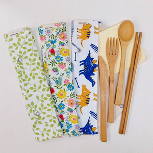 BYO utensil pouch & bamboo cutlery set